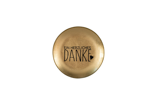 Love Plate EIN HERZLICHES DANKE, Glasteller S, rund, gold