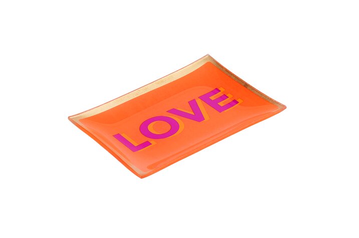 Love Plate LOVE, Glasteller M, eckig  orange
