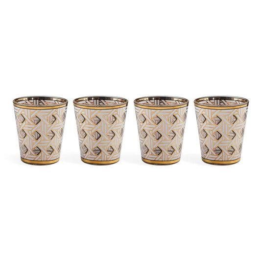 Jonathan Adler Basketweave Glassware  Set 4 Stk