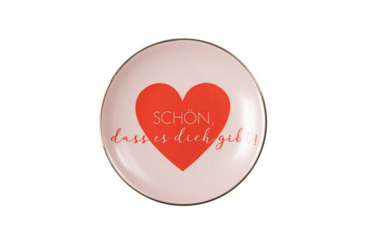 Love Plate schön das es dich gibt, Porzellanherz, tief, rosa